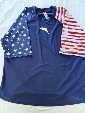 Halcurt Men's 3X Americana Flag Short Sleeve Swim Shirt